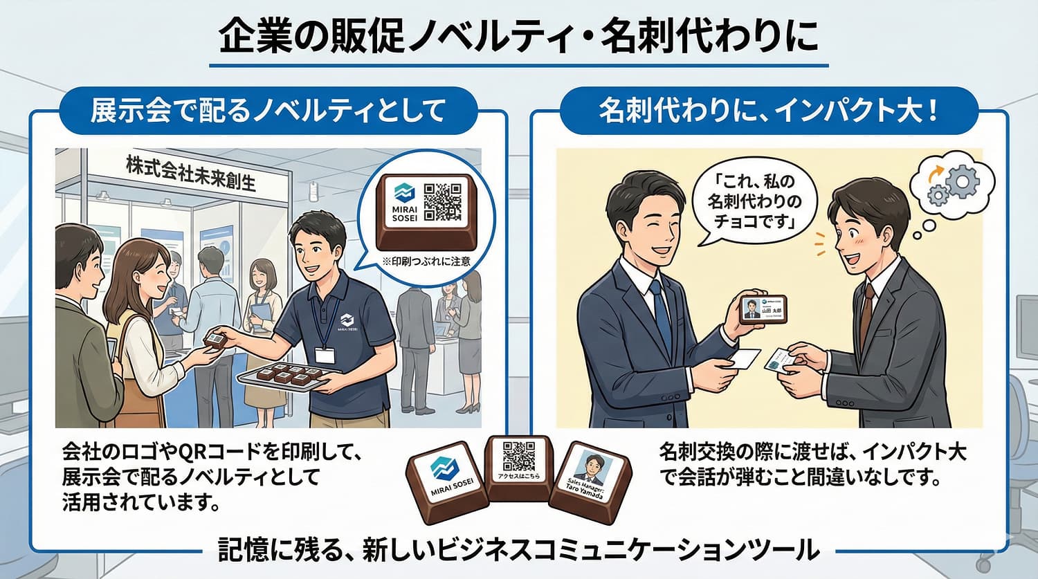 企業の販促ノベルティ・名刺代わりにDECOチョコ